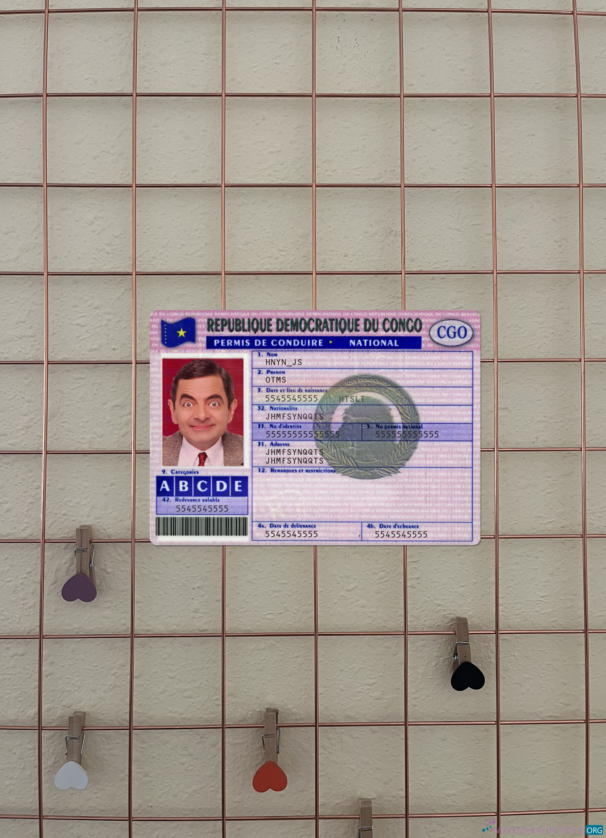 Download Congo driving license version 3 photolook FRONT Photoshop template